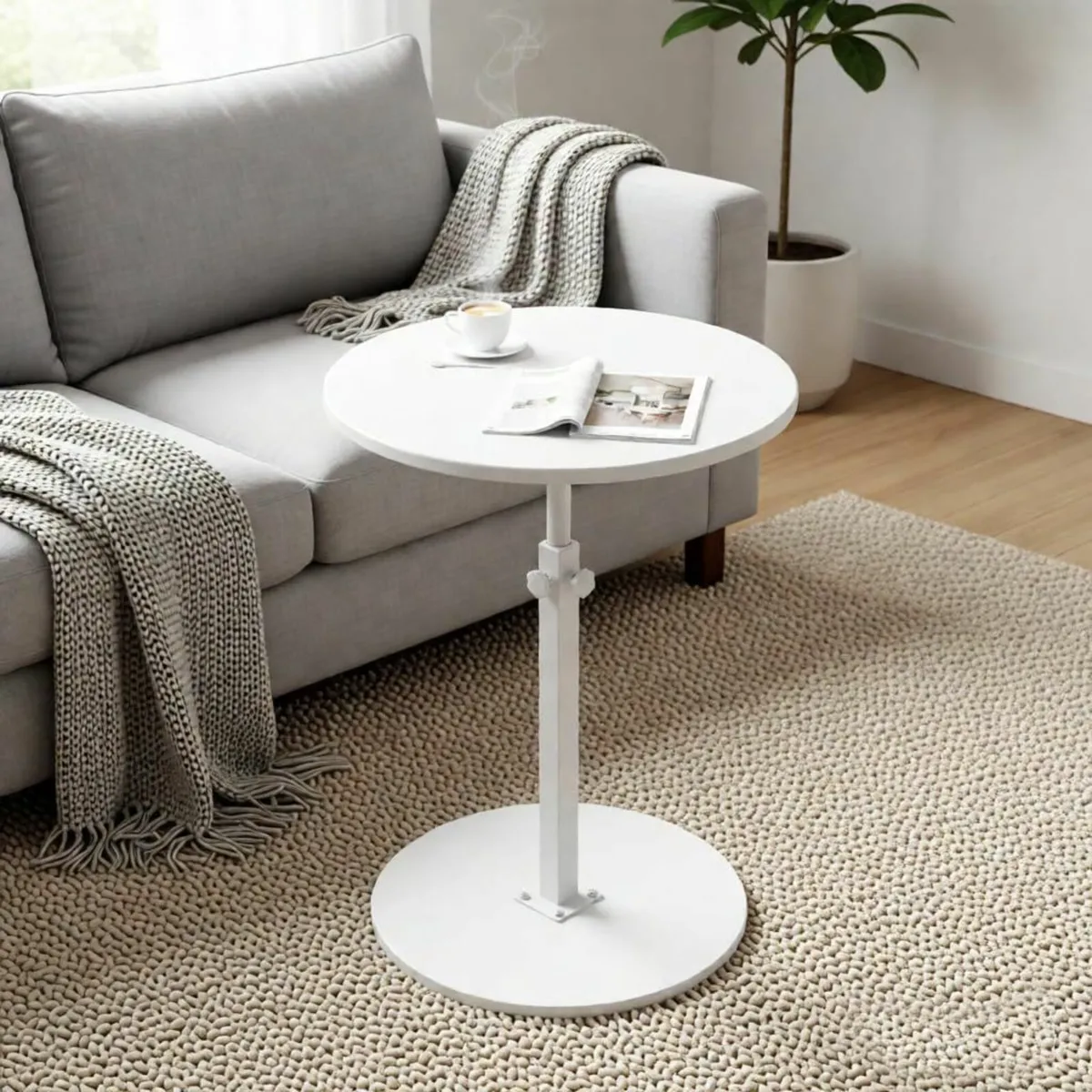 Side Table Wheels, End Table, Height Adjustable - Image 1