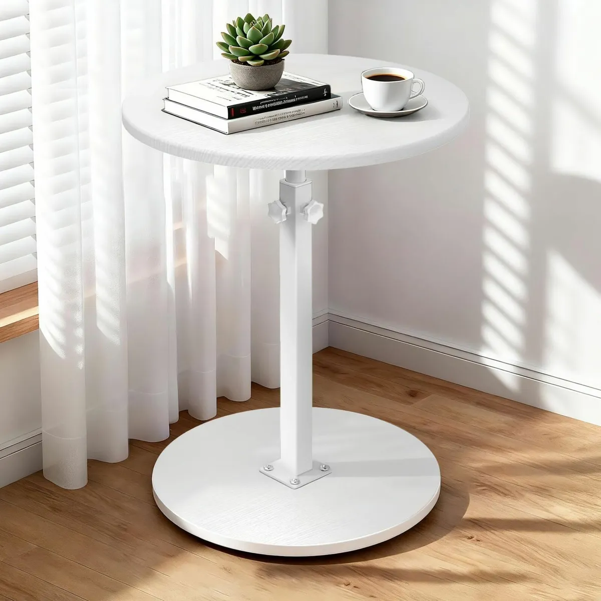 Side Table Wheels, End Table, Height Adjustable - Image 2