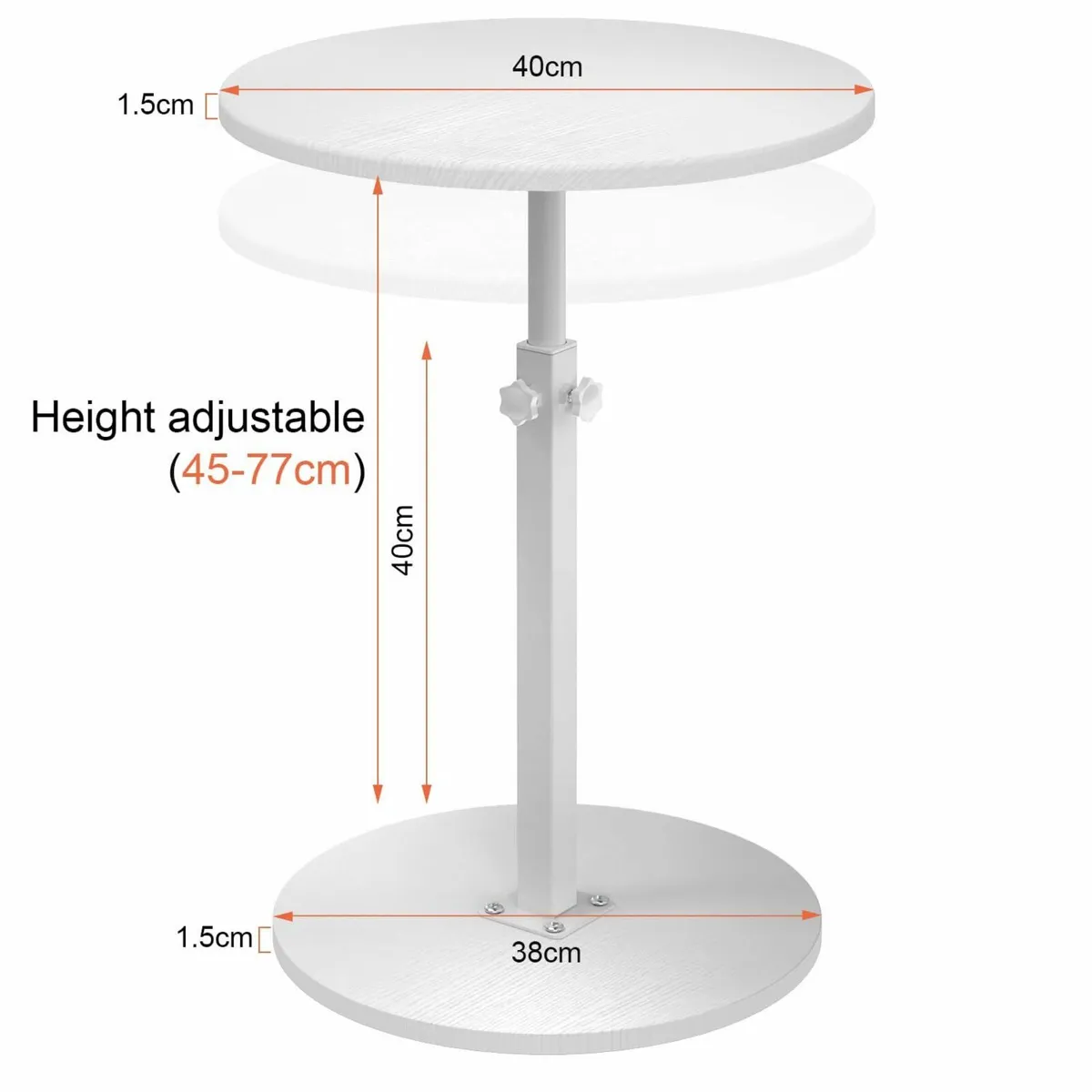 Side Table Wheels, End Table, Height Adjustable - Image 4