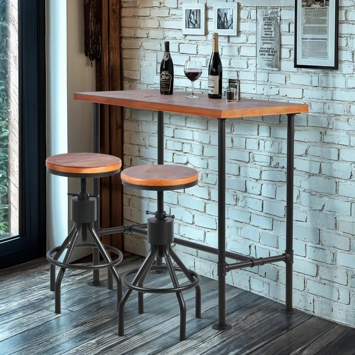 Bar Table Vintage Pipe Design Bistro Table Kitchen - Image 3