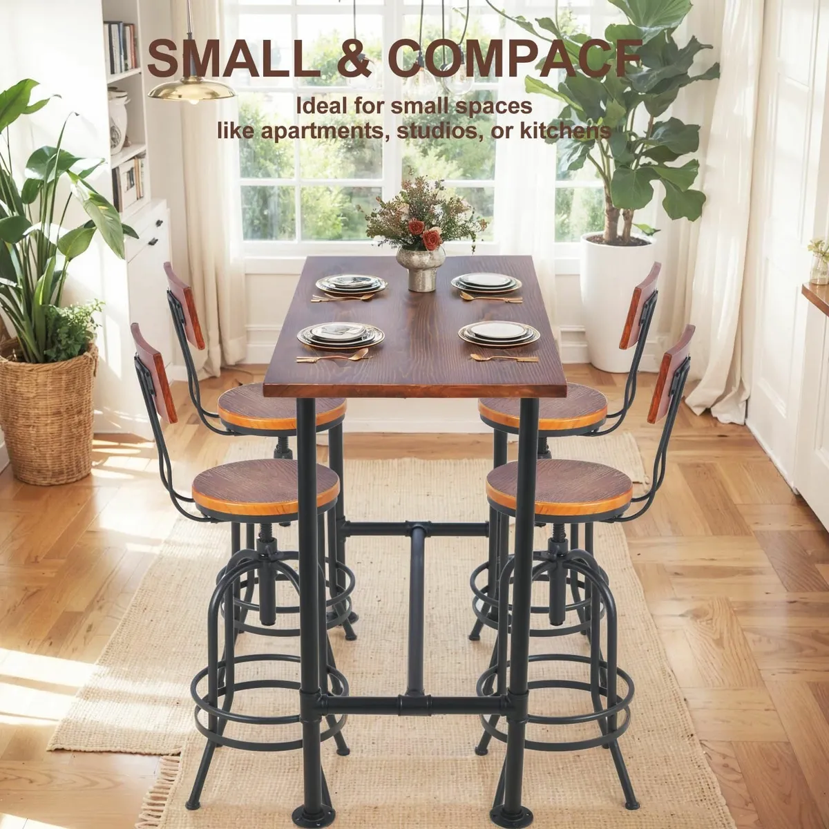 Bar Table Vintage Pipe Design Bistro Table Kitchen - Image 1