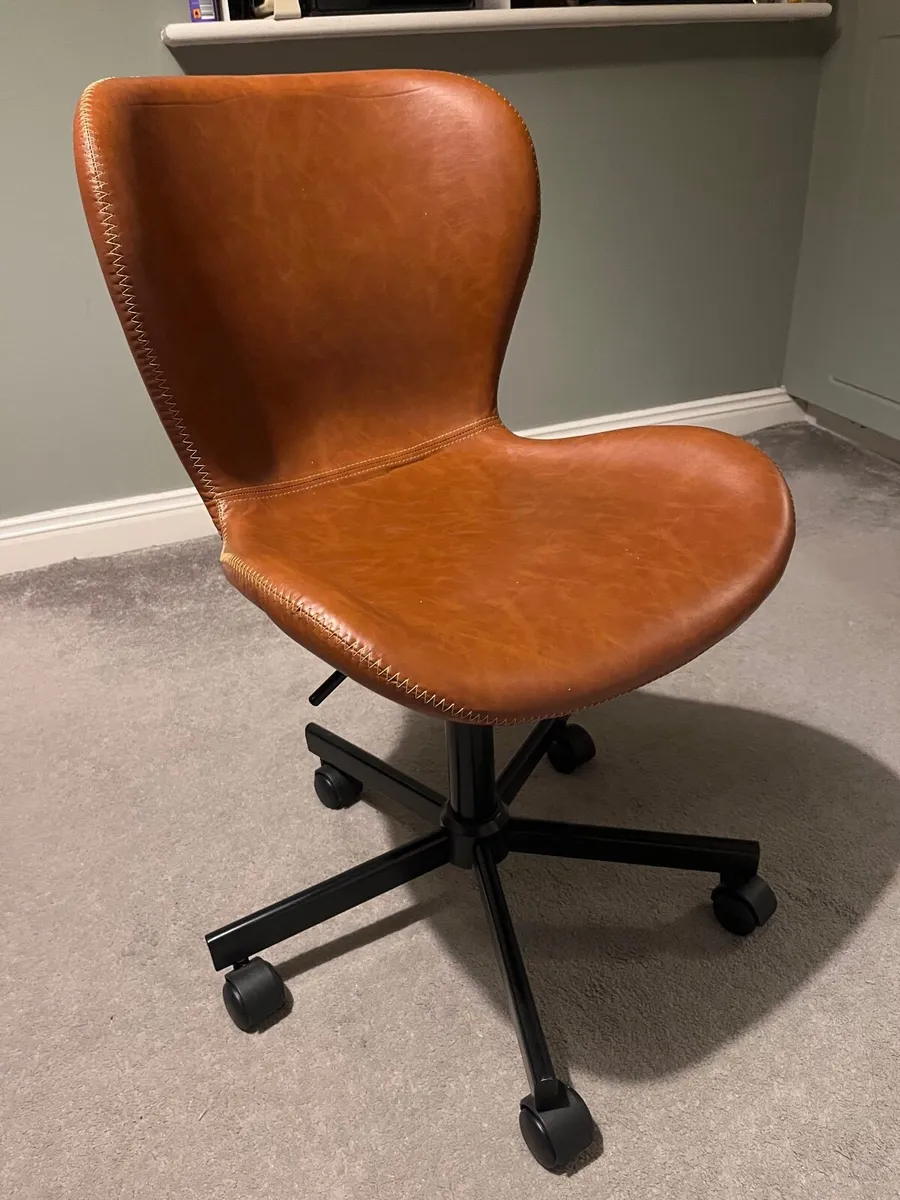 Faux Brown Leather Office Chair - Image 1