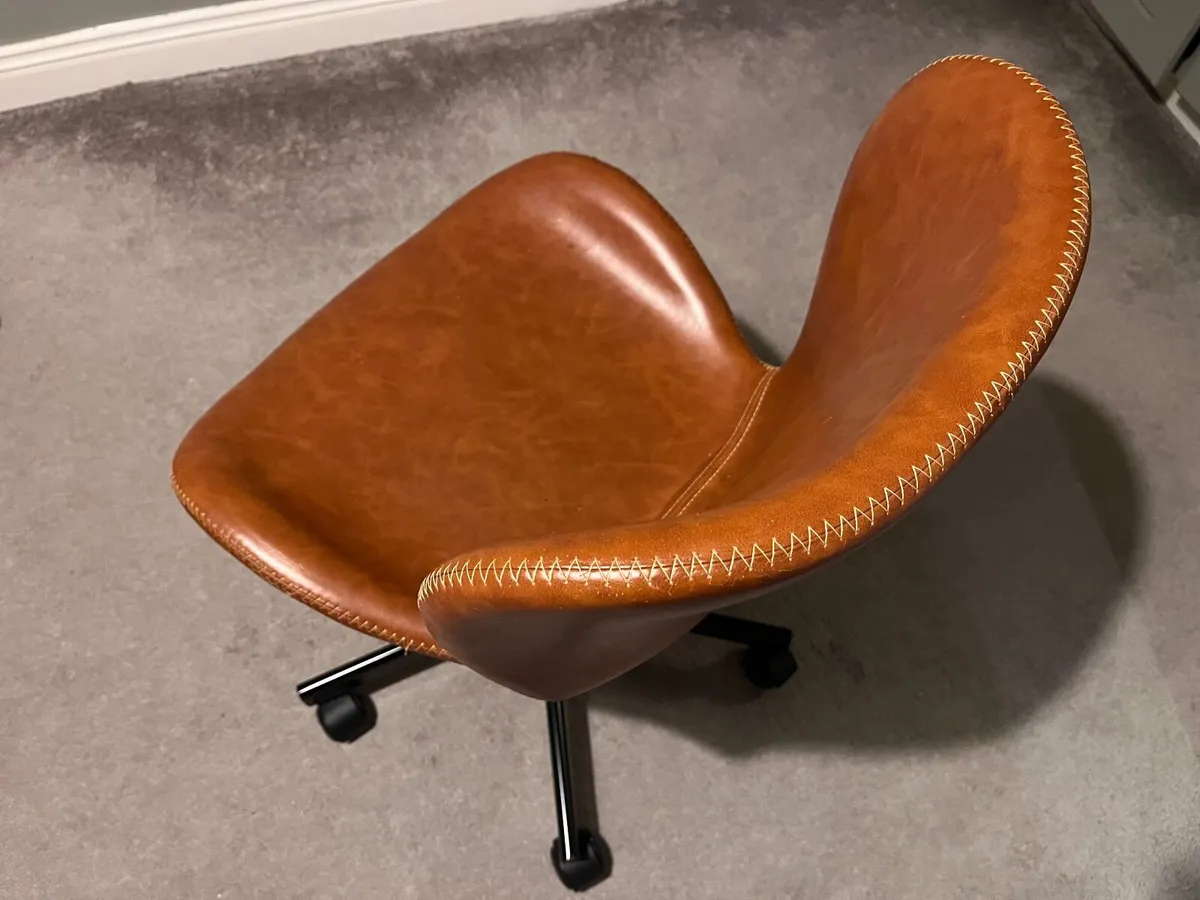 Faux Brown Leather Office Chair - Image 2