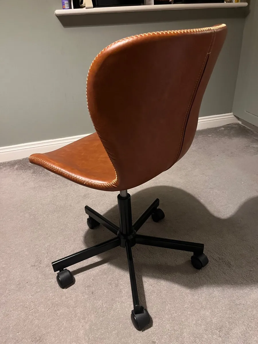 Faux Brown Leather Office Chair - Image 3