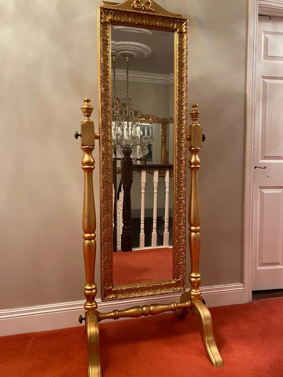 Gold free standing mirror