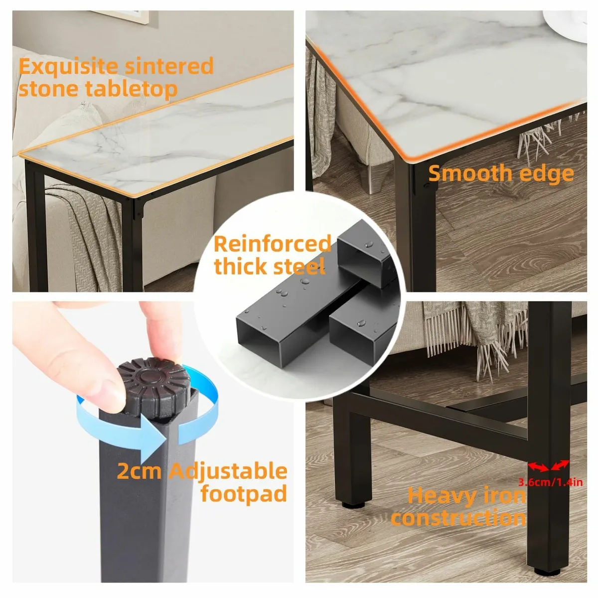 Bar Table Rectangle Sintered Stone 120cm Long - Image 4