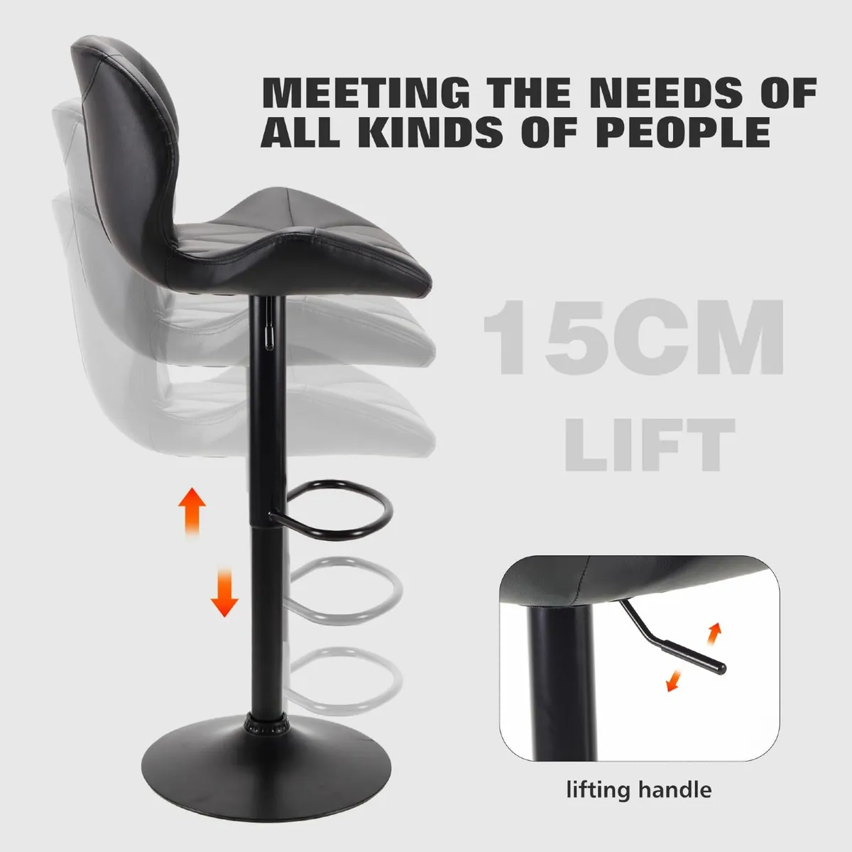 Bar Stools Set of 2 Bar Chairs Adjustable Kitchen - Image 3