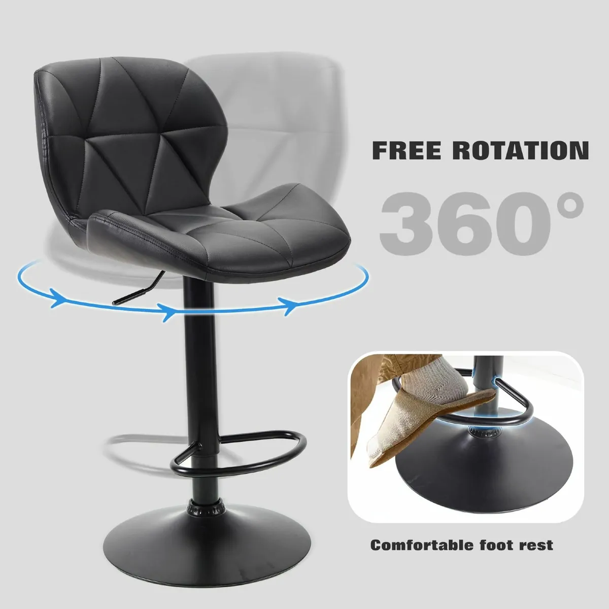 Bar Stools Set of 2 Bar Chairs Adjustable Kitchen - Image 4