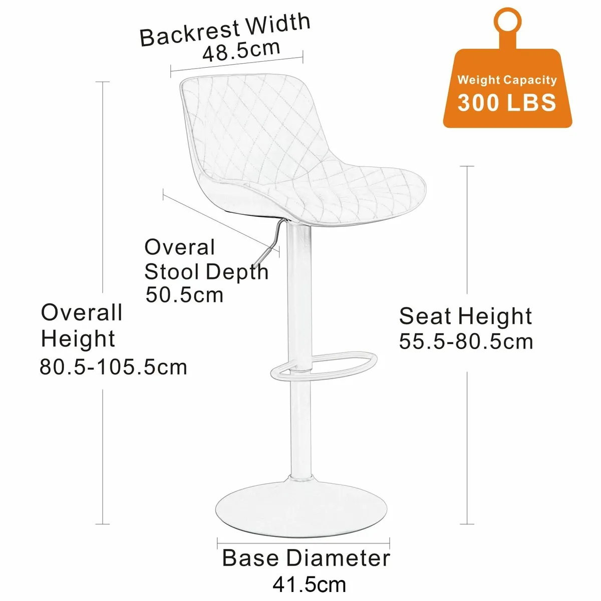 Set of 2 Bar Stools Adjustable Counter PU Leather - Image 2