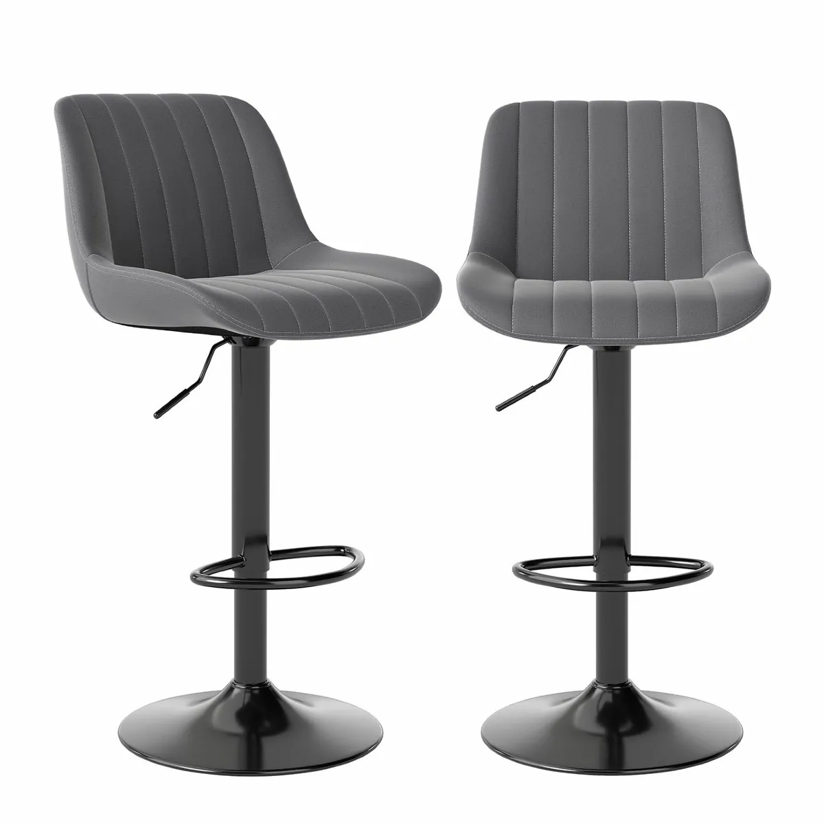 Bar Stools Set of 2, Swivel Counter PU Leather - Image 2