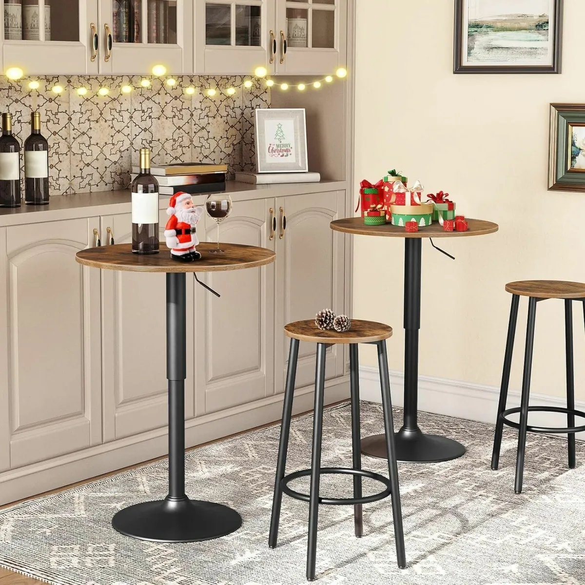 Bar Stools Set of 2, Breakfast Round Bar Chairs - Image 1