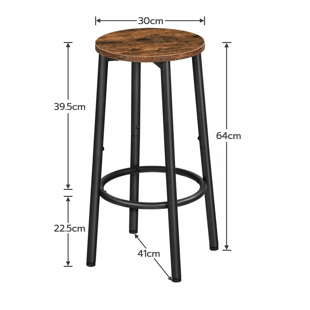 Bar Stools Set of 2, Breakfast Round Bar Chairs - Image 3