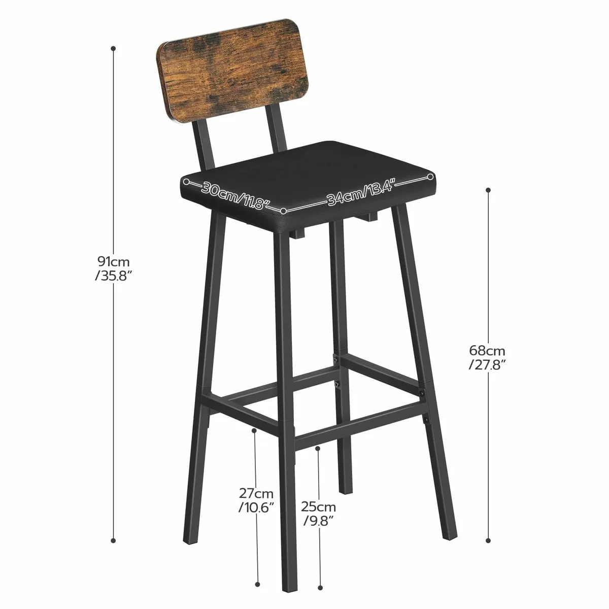 Bar Stools Set of 2, PU Upholstered Breakfast - Image 4