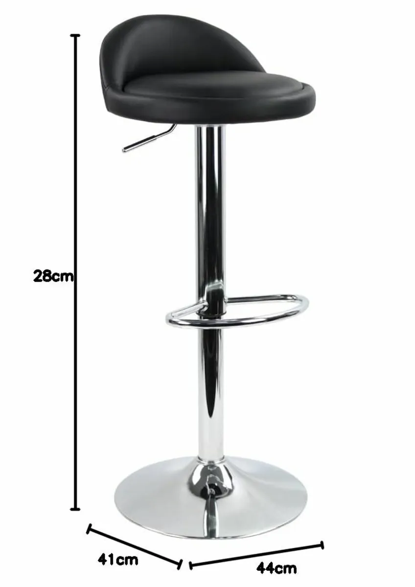 PU Leather Round Bar Stool Adjustable Swivel Pub - Image 2