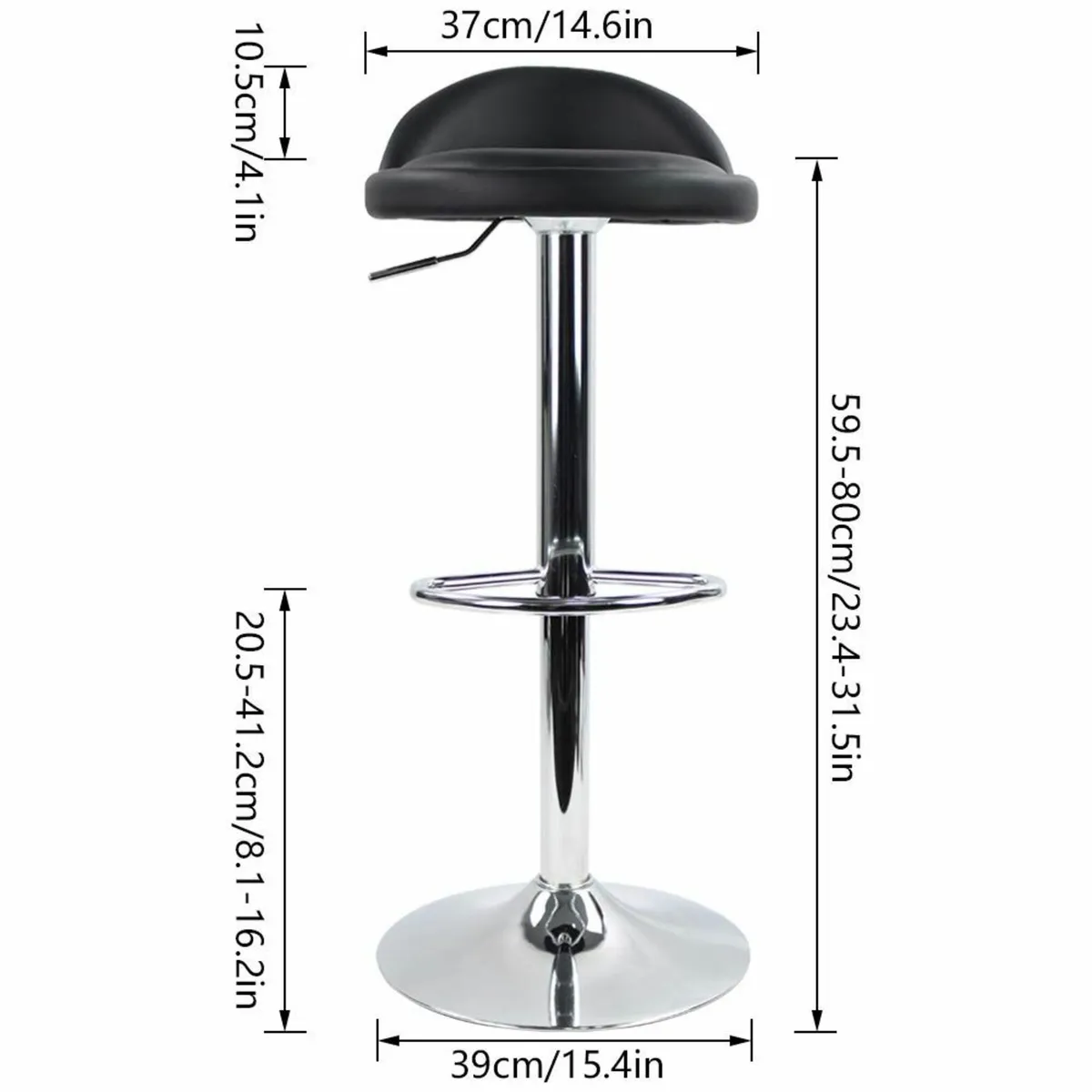 PU Leather Round Bar Stool Adjustable Swivel Pub - Image 3