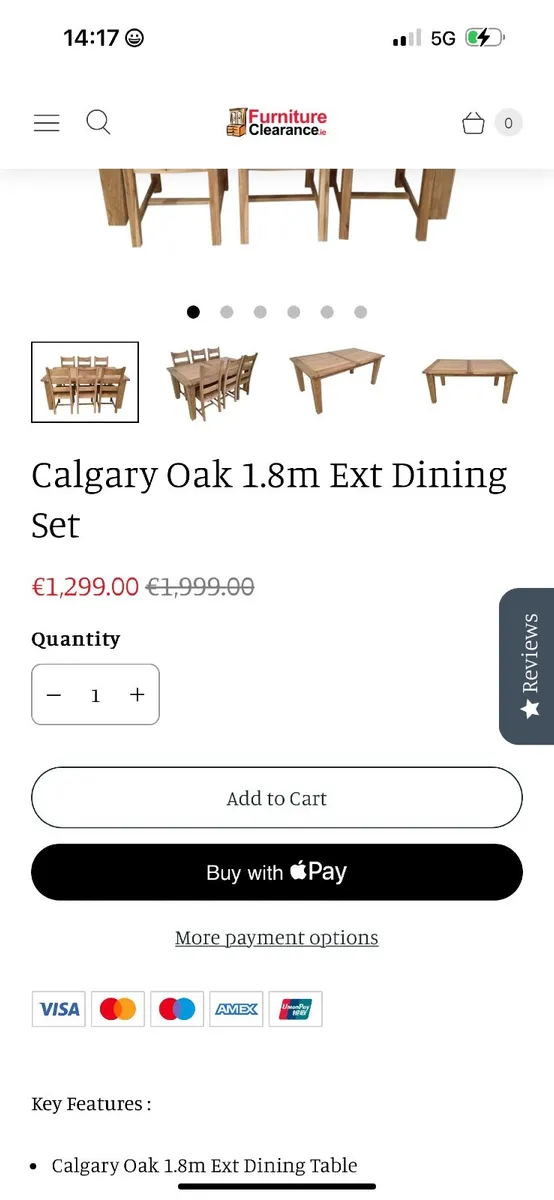 Solid oak table and chairs - Image 1