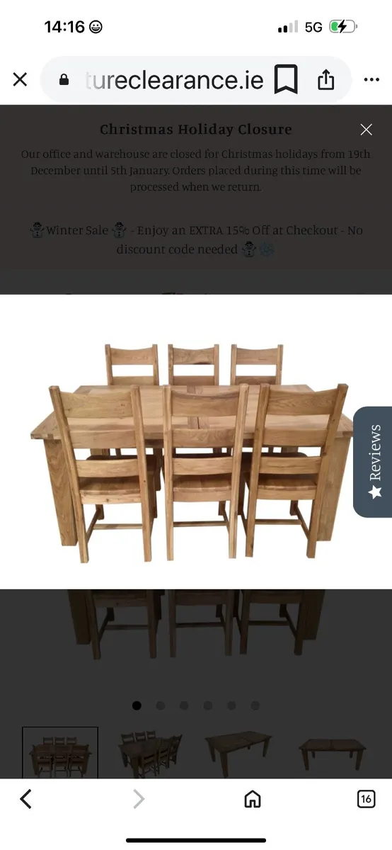 Solid oak table and chairs - Image 2