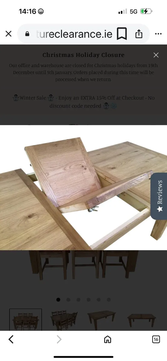 Solid oak table and chairs - Image 3