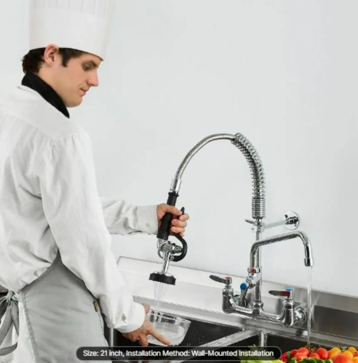 Commercial Faucet with Pre-Rinse Sprayer,21"Height - Image 2