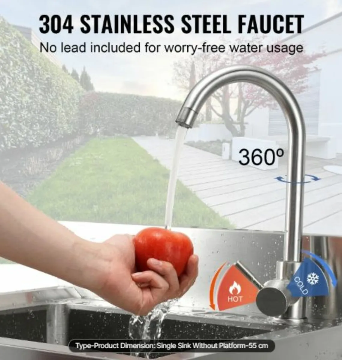 Commercial Faucet with Pre-Rinse Sprayer,21"Height - Image 4