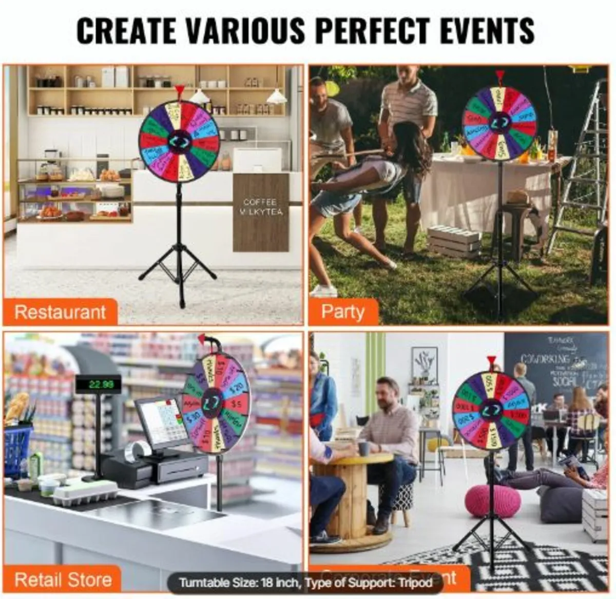 18” Prize Wheel Tripod Floor Stand Color Prize - Image 3