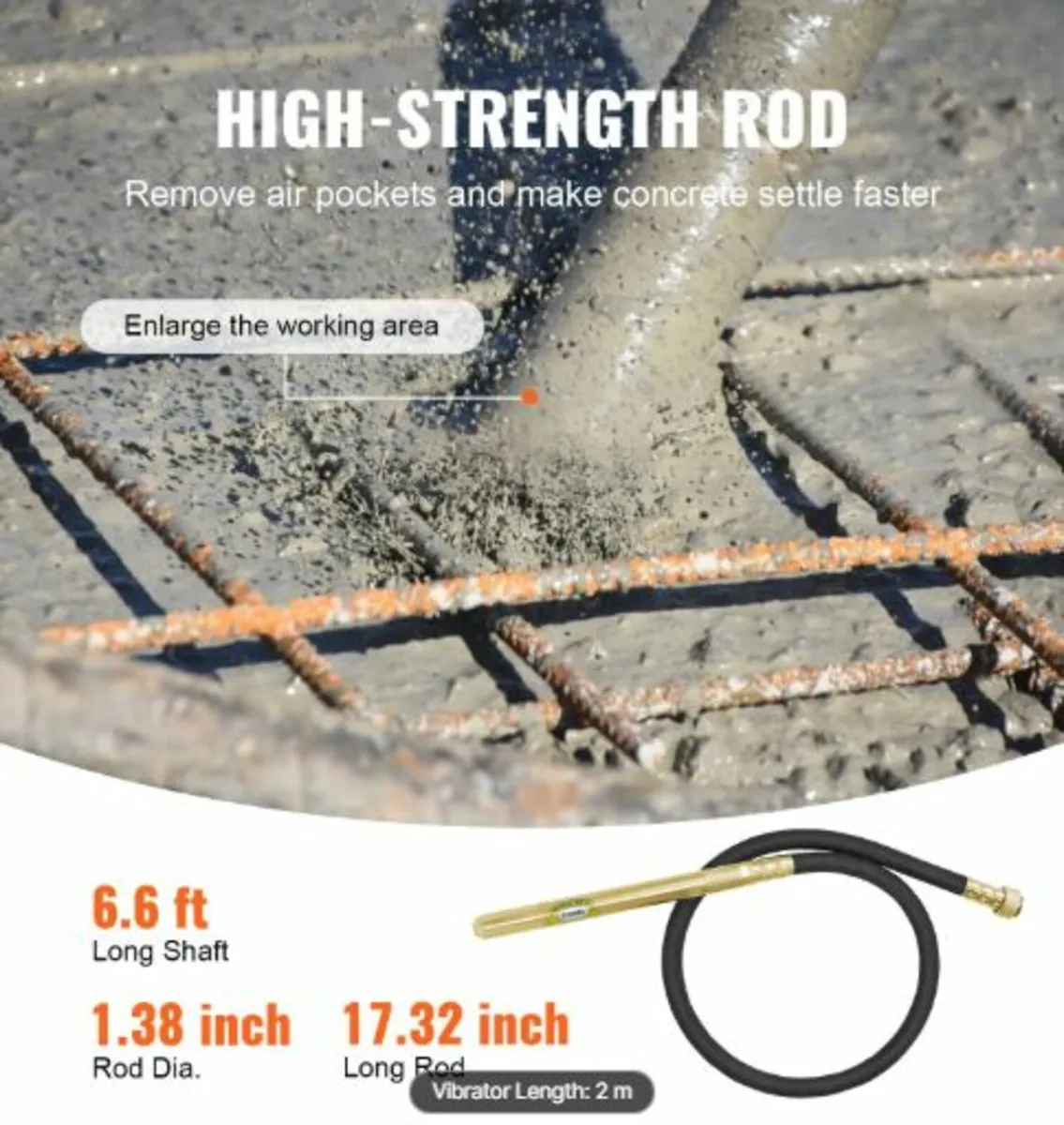 Handheld Concrete Vibrator,960W Electric Vibrator - Image 3