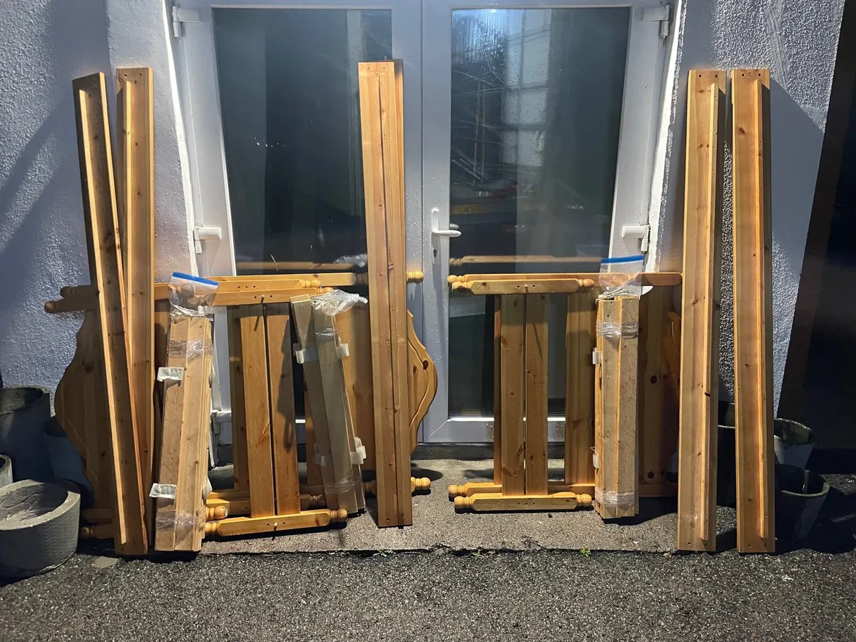 3 pine single bed frames - Image 1