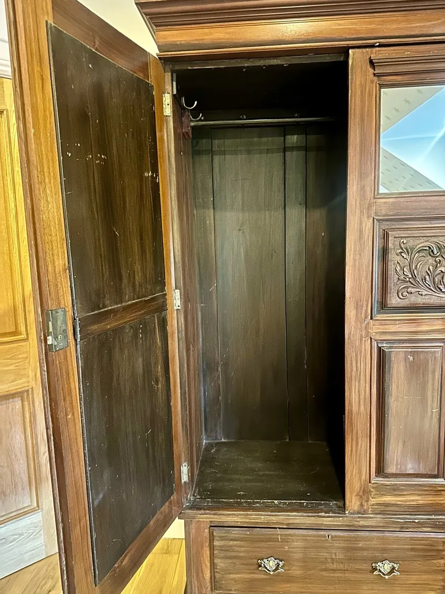 Antique Double Door Mirrored Wardrobe - Image 4