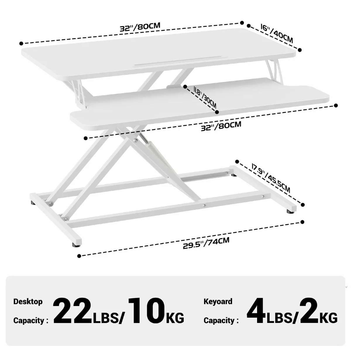 Standing Desk Converter 32/80cm Wide Height - Image 2