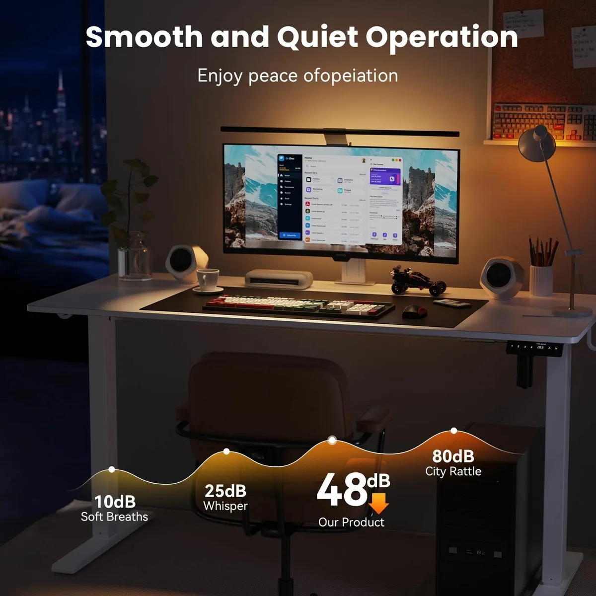 100 x 60 cm Standing Desk Electric Height - Image 4