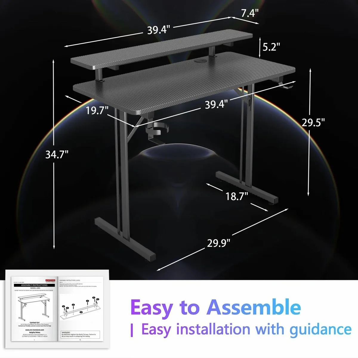 Small Gaming Desk Computer 100x50x88 cm Table - Image 3