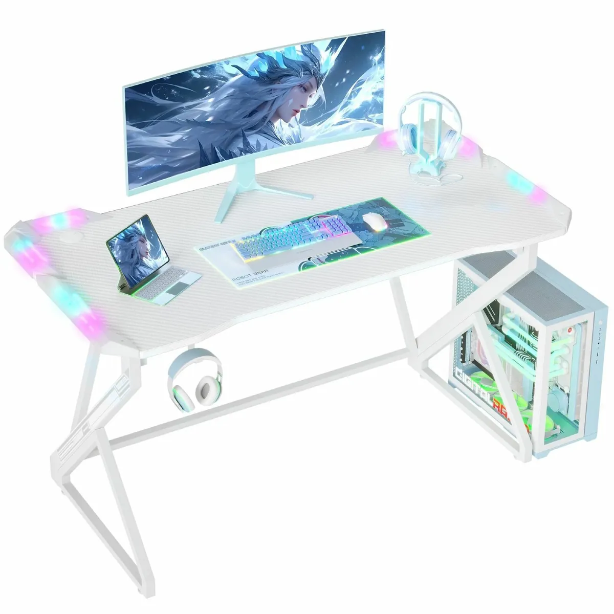 Gaming Desk with LED Armor 100x50 cm RGB Computer - Image 1