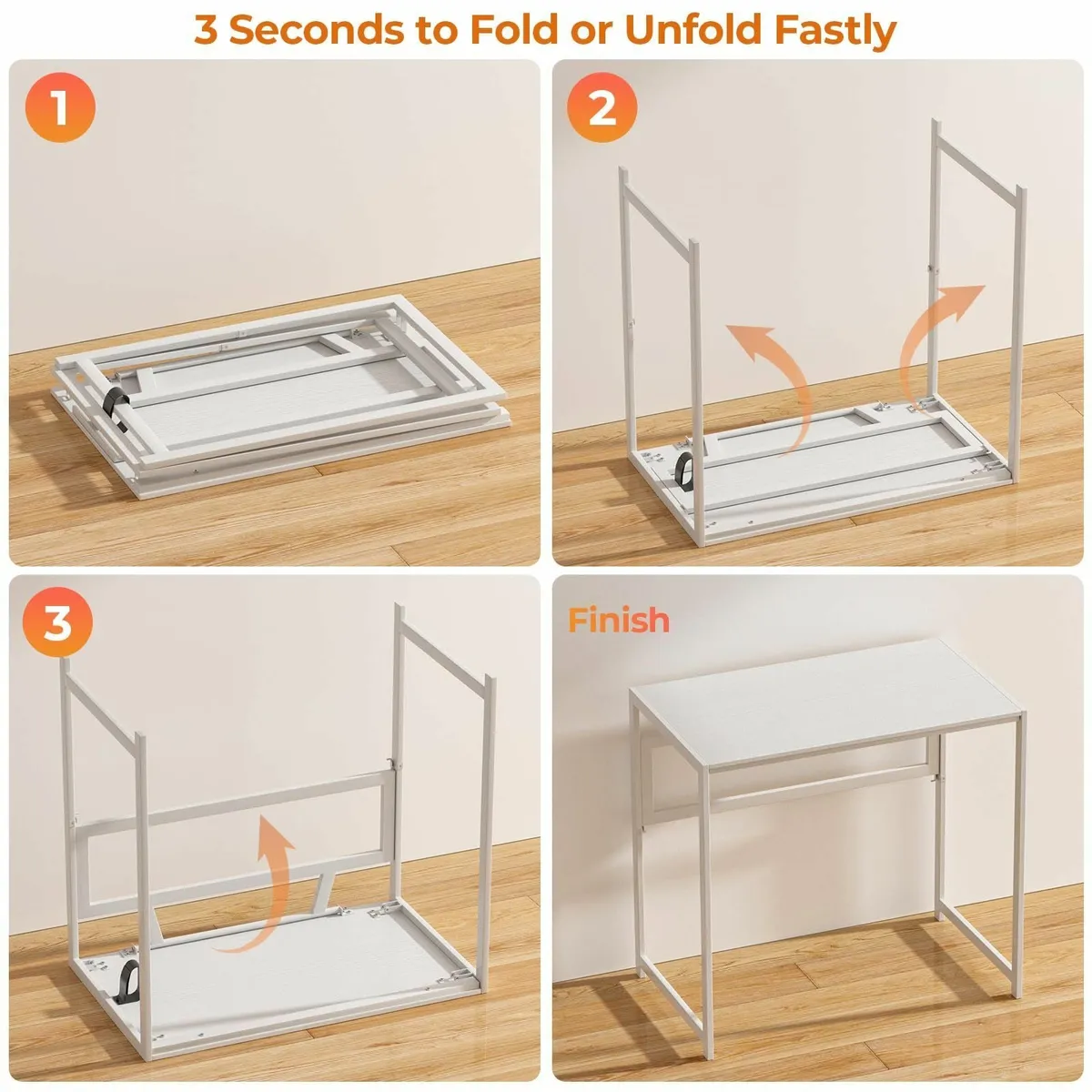 Folding Desk No Assembly Required 80cm Foldable - Image 4