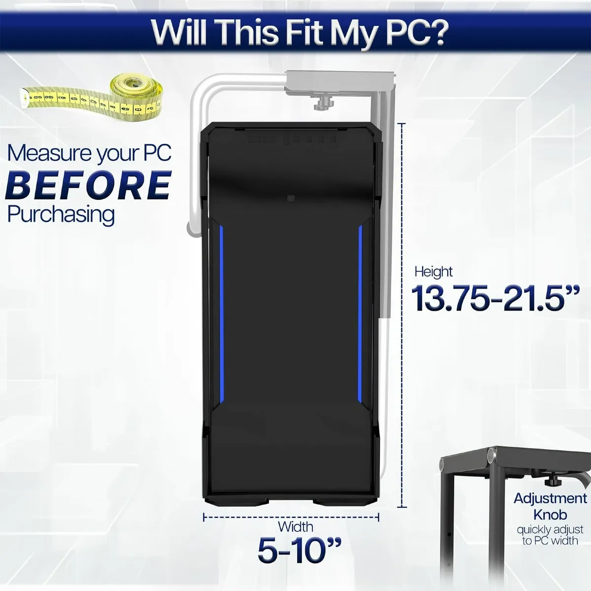 Heavy Duty Adjustable Under-Desk PC Mount - Image 3