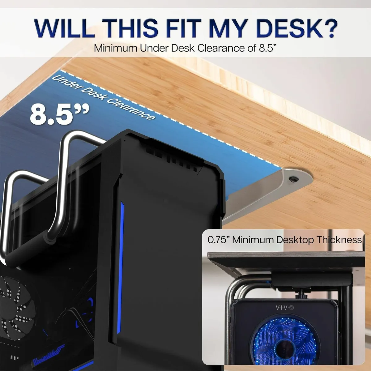 Heavy Duty Adjustable Under-Desk PC Mount - Image 4