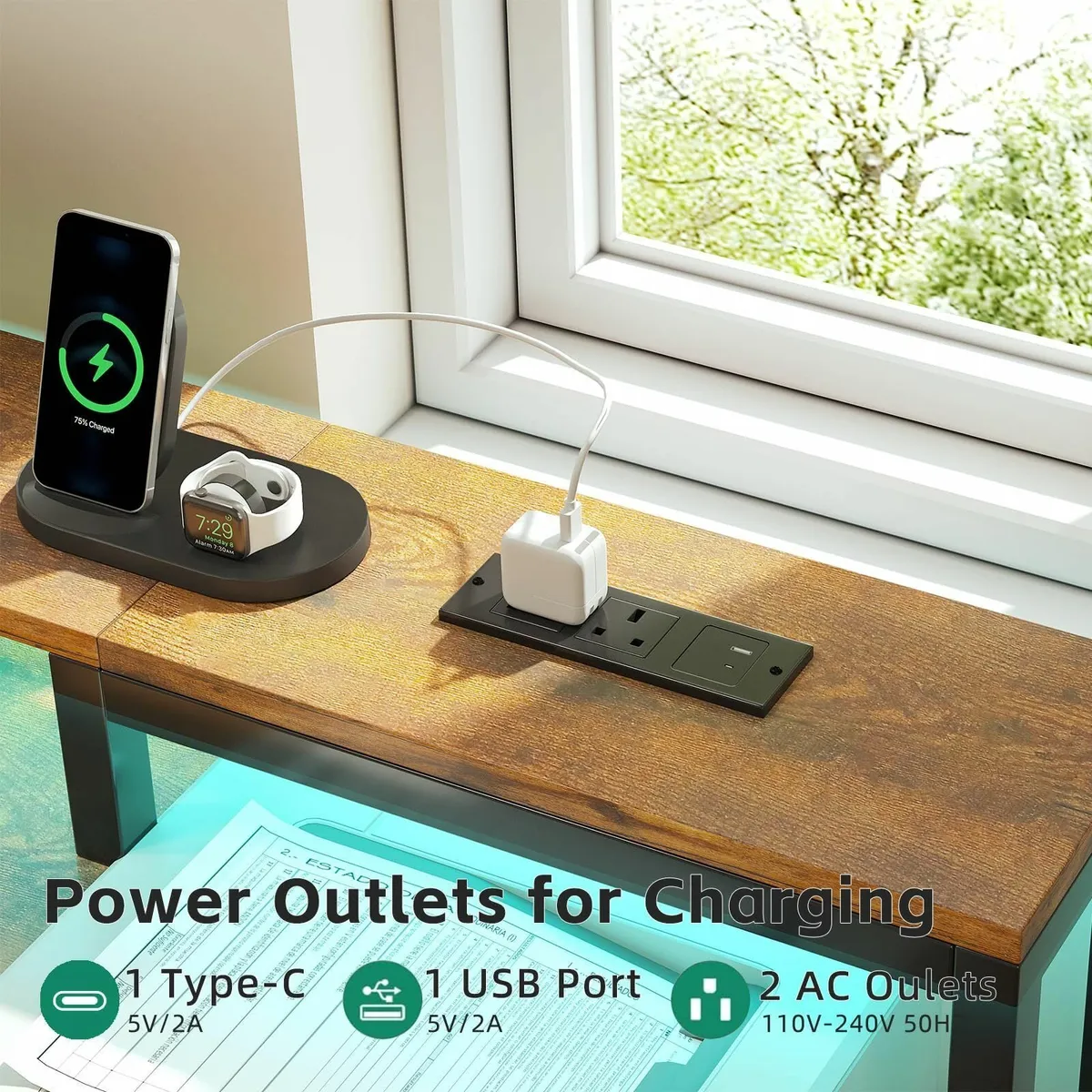 Computer Desk with Printer Stand 48 Inch Power - Image 4