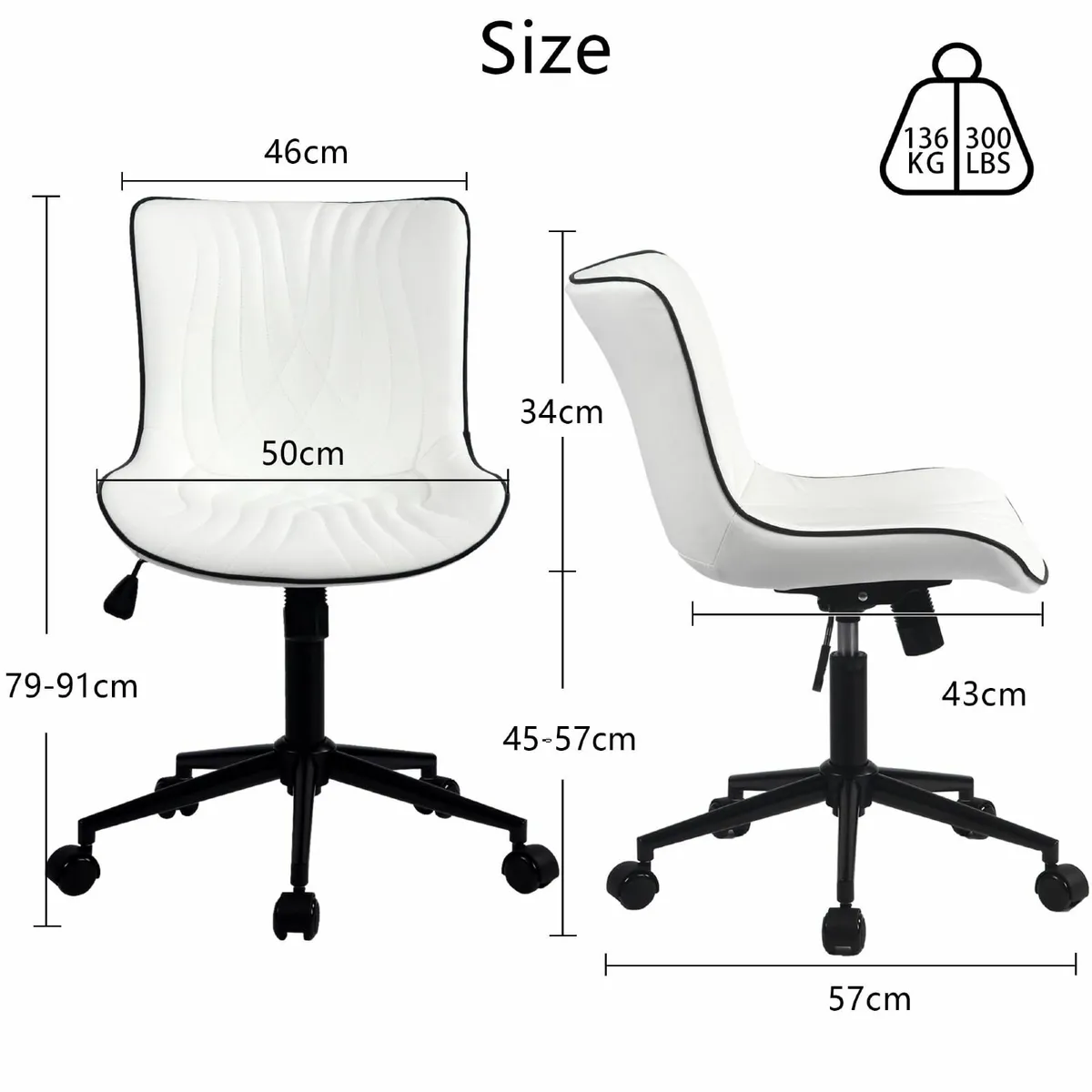 Adjustable Office Chair Leather Computer Desk - Image 2