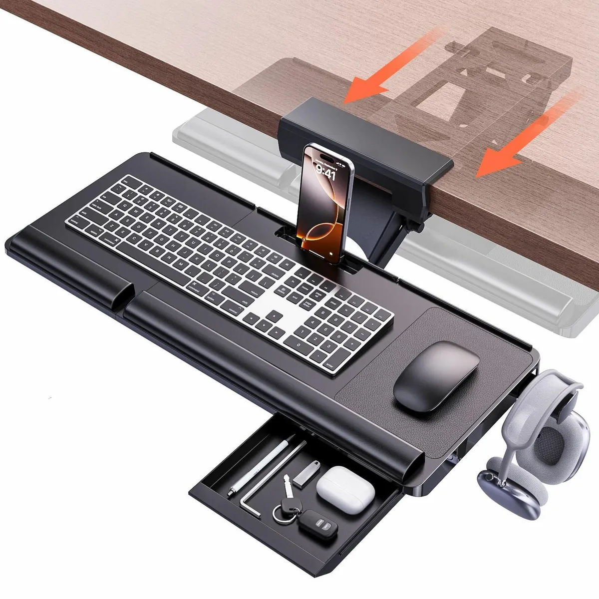 Upgraded Ergonomic Keyboard Tray Under Desk - - Image 1