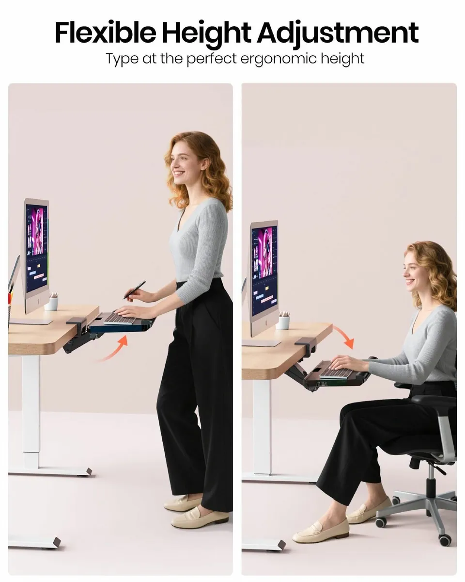 Upgraded Ergonomic Keyboard Tray Under Desk - - Image 4