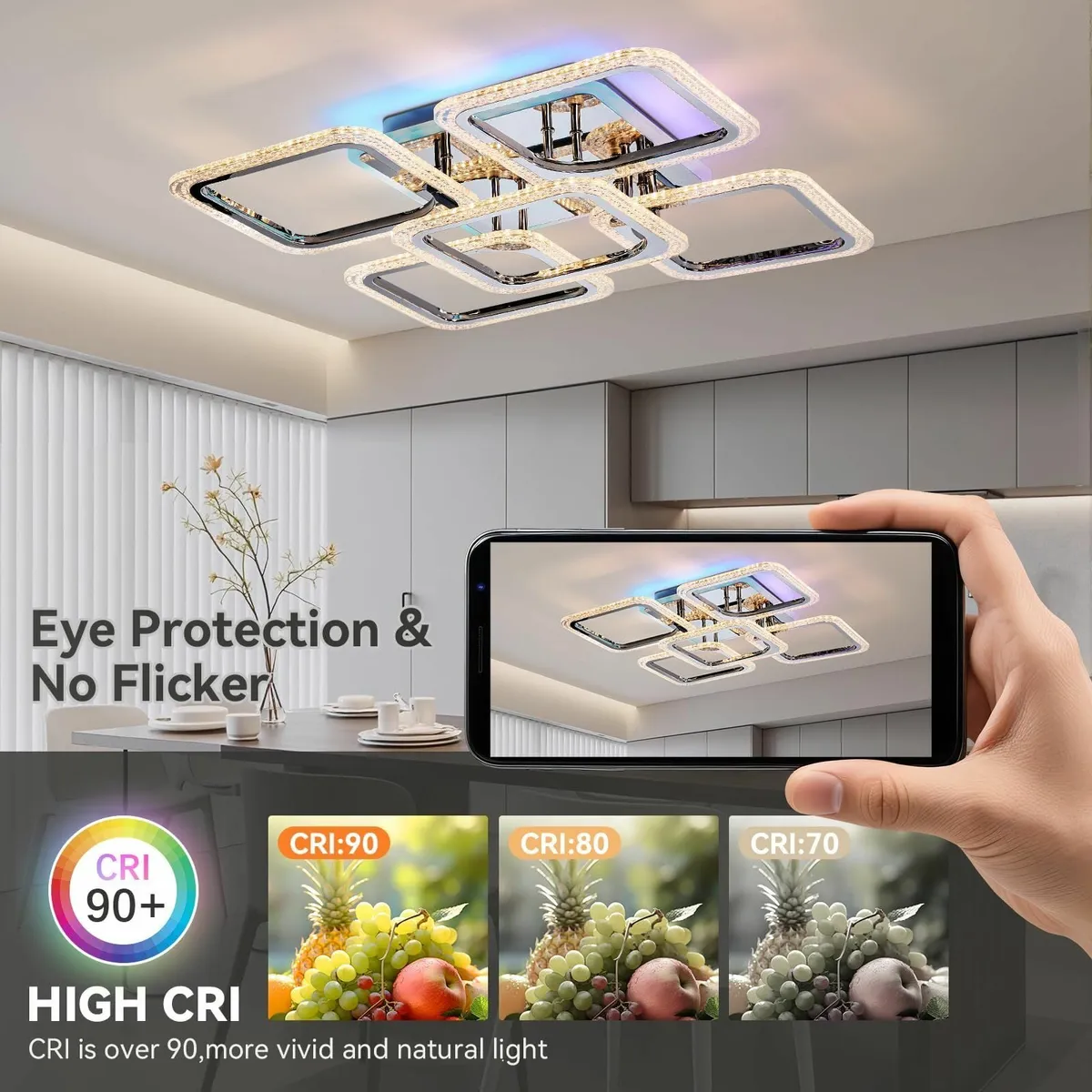 LED Ceiling Light 70W 6400LM Modern Dimmable - Image 4