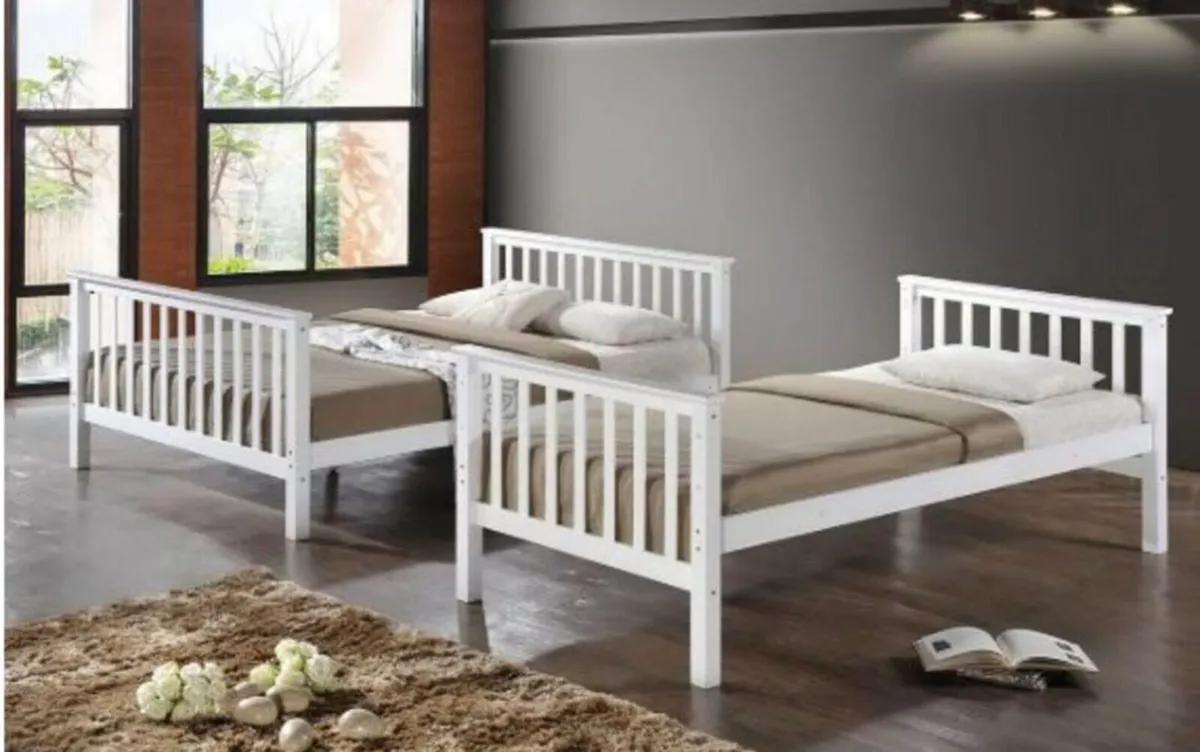 Triple Bunk Bed - wooden - white - Image 2