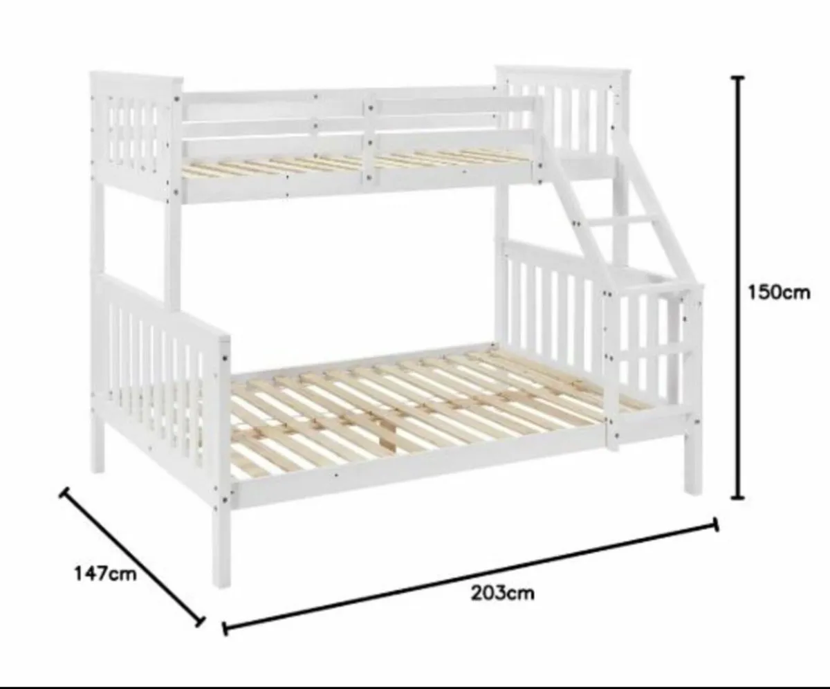 Triple Bunk Bed - wooden - white - Image 3