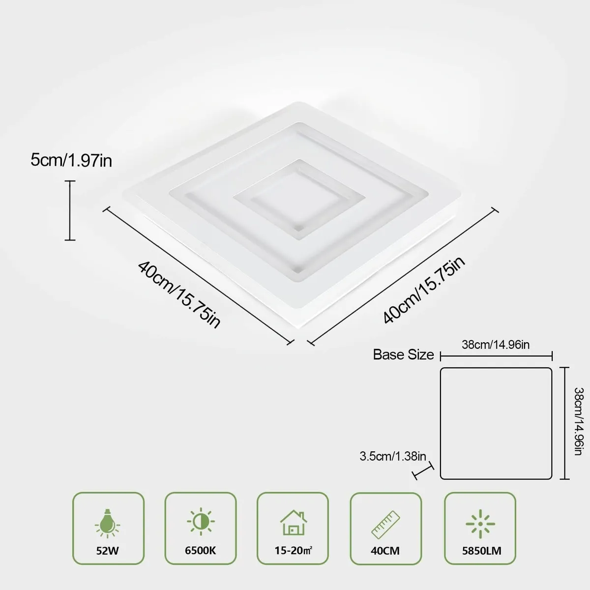 Ceiling Lamp LED Modern 52W 5850LM Light Acrylic - Image 4