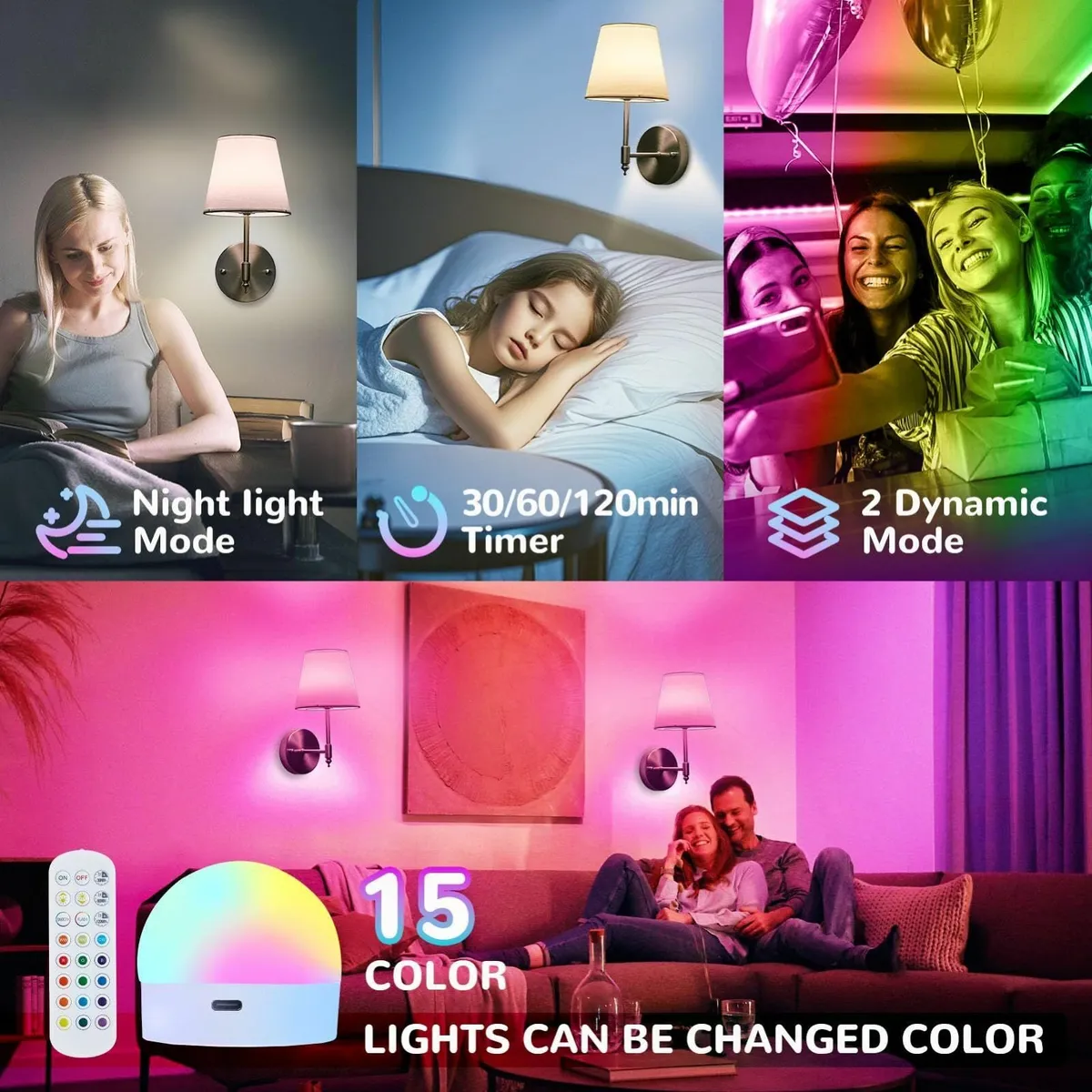 Battery Operated Wall Sconce Set of 2 Brushed - Image 2