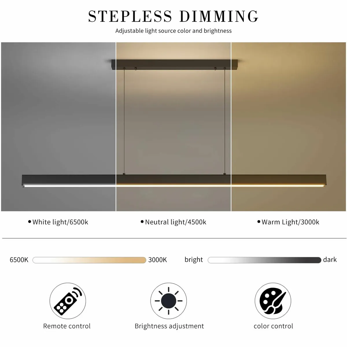 120CM Modern Linear Pendant Light with Remote - Image 3