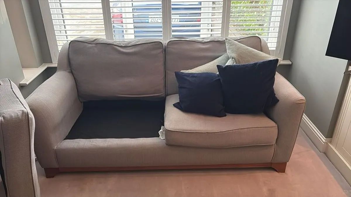 Three gray 2/3 seater sofas & matching footstool - Image 3