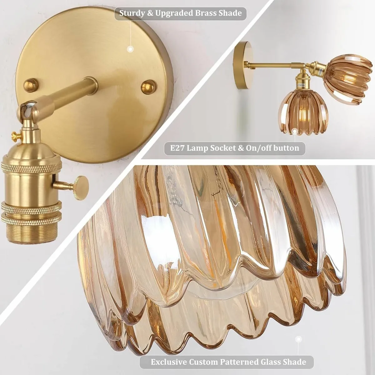 Vintage Wall Lights Set of 2 Lamps Indoor Gold - Image 4