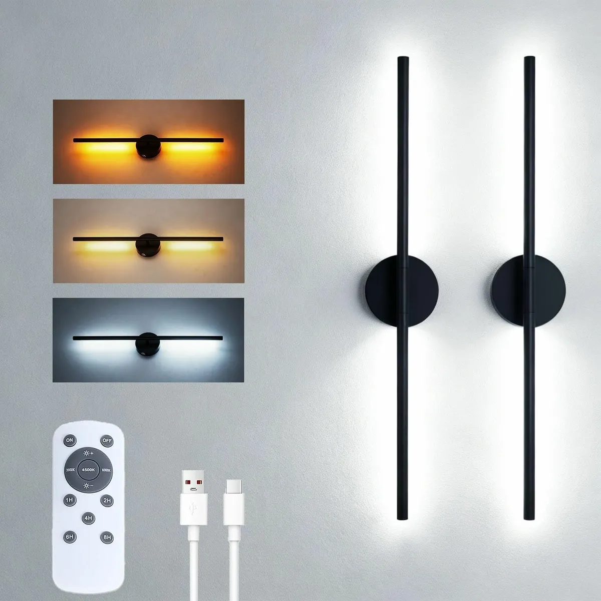 Battery Operated Wall Sconces 2 Pack 8000mAh - Image 1