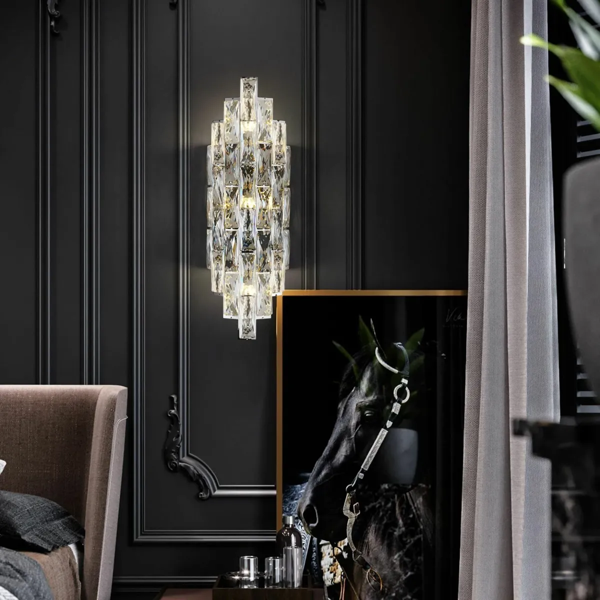 Crystal Wall Light Sconce Modern Luxury Chrome - Image 1