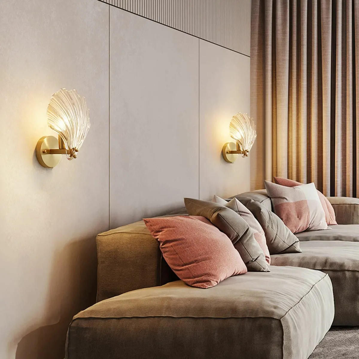 Crystal Brass Base Shell Wall Sconces Lamp - Image 2